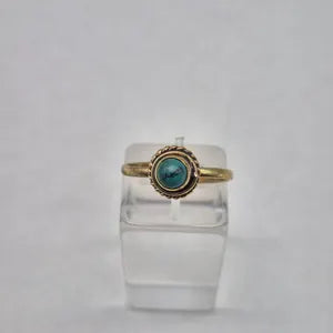 Turquoise Crystal Brass Ring