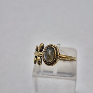 Labradorite Crystal Brass Ring