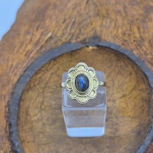 Labradorite Crystal Brass Ring