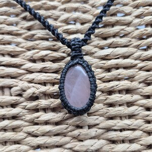 Rose Quartz Crystal Macrame Necklace - Love & Emotional Healing