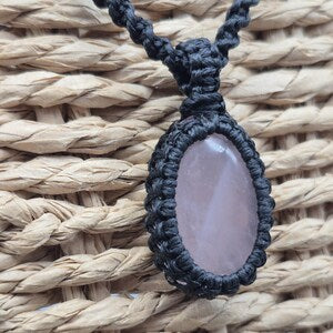 Rose Quartz Crystal Macrame Necklace - Love & Emotional Healing