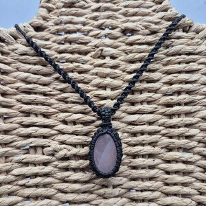 Rose Quartz Crystal Macrame Necklace - Love & Emotional Healing