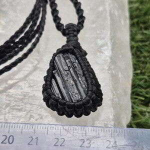 Handmade Black Tourmaline Macrame Necklace: Protection Crystal
