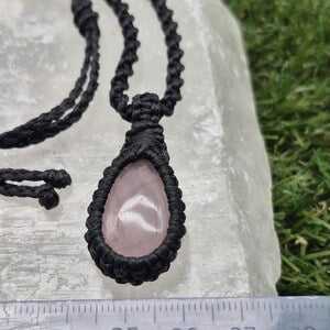 Rose Quartz Crystal Macrame Necklace - Love & Emotional Healing