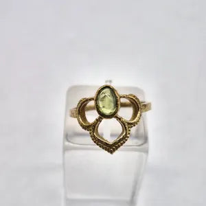 Peridot Ring – Adjustable Brass Green Gemstone Ring for Women