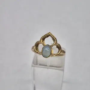 Blue Calcite Ring – Adjustable Brass Blue Gemstone Ring for Women
