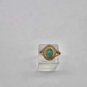 Green Aventurine Brass Adjustable Ring for Women