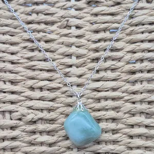 Aventurine Crystal Necklace - Stainless Steel Chain