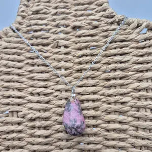 Rhodonite Necklace – Pink Natural Crystal Jewelry