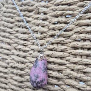 Rhodonite Necklace – Pink Natural Crystal Jewelry