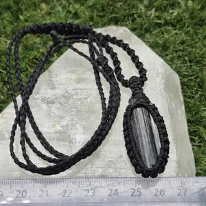 Handmade Black Tourmaline Macrame Necklace: Protection Crystal