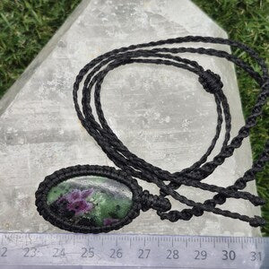 Ruby Zoisite Crystal Macrame Necklace
