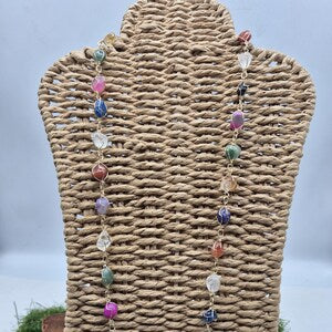 Handmade Gold Plated Multi Crystal Necklace