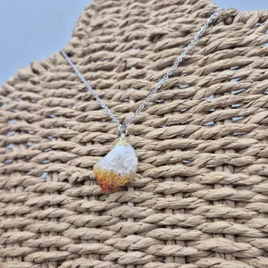 Raw Citrine Point Necklace – Natural Yellow Crystal Stainless Steel Jewelry