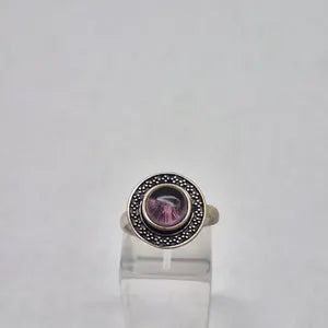 Amethyst Silver Plated Adjustable Ring for Women