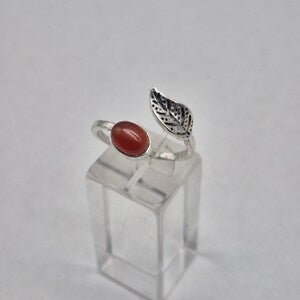 Carnelian Silver plated Adjustable Ring for Women