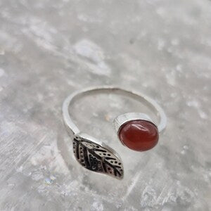 Carnelian Silver plated Adjustable Ring for Women