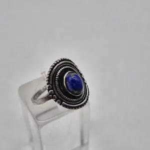 Lapis Lapis Crystal Silver Plated Adjustable Ring for Women