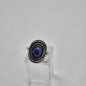 Lapis Lapis Crystal Silver Plated Adjustable Ring for Women