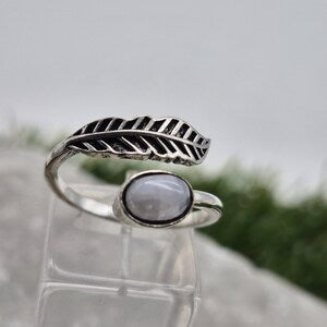 Moonstone Crystal Ring, Silver Plated Adjustable Ring for Women