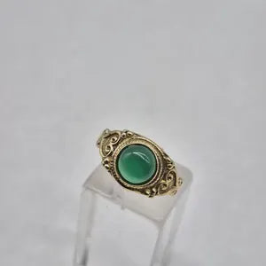 Green Aventurine Brass Adjustable Ring for Women