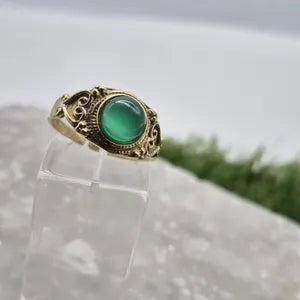 Green Aventurine Brass Adjustable Ring for Women