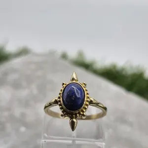 Lapis Lazuli Brass Adjustable Ring