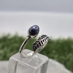 Lapis Lapis Crystal Silver Plated Adjustable Ring for Women