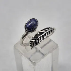 Lapis Lapis Crystal Silver Plated Adjustable Ring for Women