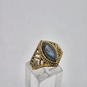 Labradorite Statement Brass Ring