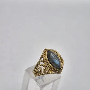 Labradorite Statement Brass Ring