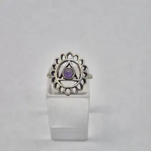 Amethyst Silver Plated Adjustable Ring for Women