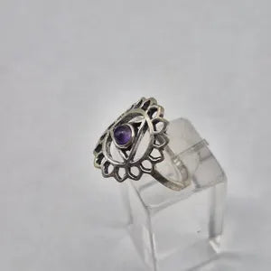 Amethyst Silver Plated Adjustable Ring for Women