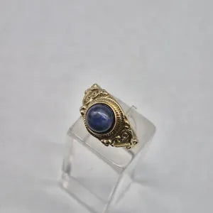 Lapis Lapis Crystal Brass Adjustable Ring for Women