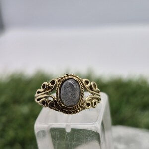 Labradorite Crystal Brass Ring