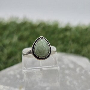 Green Aventurine Silver Plated Adjustable Ring for Women