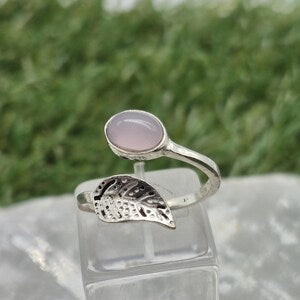 Rose Quartz Silver Plated Adjustable Ring for Women