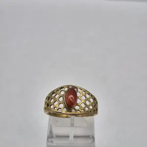 Carnelian Crystal Adjustable Brass Ring for Women