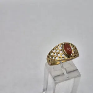 Carnelian Crystal Adjustable Brass Ring for Women