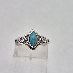 Turquoise Silver Plated Adjustable Ring