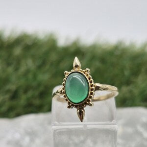 Green Aventurine Brass Adjustable Ring for Women