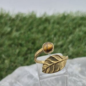 Tiger's Eye Crystal Brass Ring