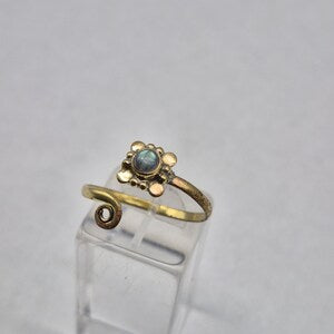 Labradorite Crystal Brass Ring