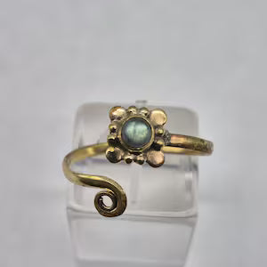 Labradorite Crystal Brass Ring