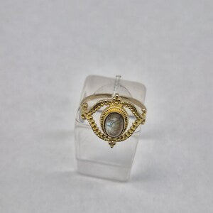 Labradorite Crystal Brass Ring