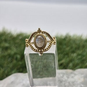 Labradorite Crystal Brass Ring