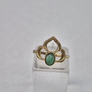 Green Aventurine Brass Adjustable Ring for Women