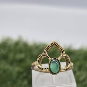 Green Aventurine Brass Adjustable Ring for Women