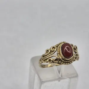Carnelian Crystal Adjustable Brass Ring for Women