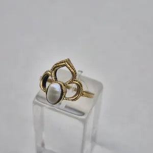 Pearl Brass Ring – Adjustable Minimalist Ring